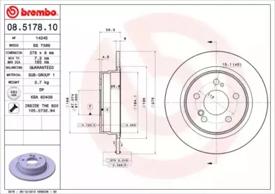 08.5178.10 BREMBO Тормозной диск 08.5178.10 BREMBO Тормозной диск
