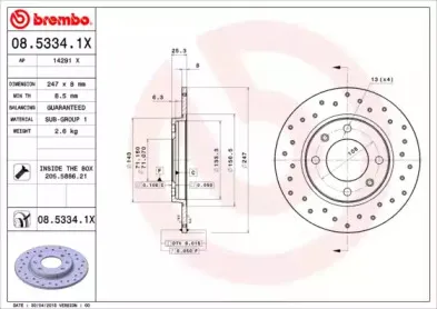 08.5334.1X BREMBO Тормозной диск 08.5334.1X BREMBO Тормозной диск