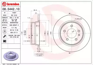 08.5442.10 BREMBO Тормозной диск 08.5442.10 BREMBO Тормозной диск