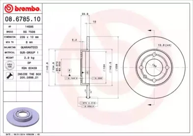 08.6785.10 BREMBO Тормозной диск 08.6785.10 BREMBO Тормозной диск