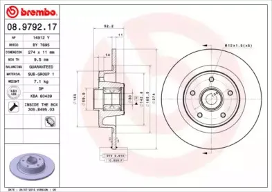 08.9792.17 BREMBO Тормозной диск 08.9792.17 BREMBO Тормозной диск