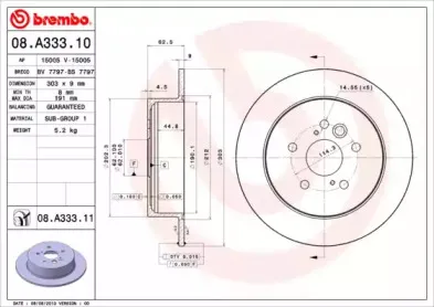 08.A333.11 BREMBO Тормозной диск 08.A333.11 BREMBO Тормозной диск
