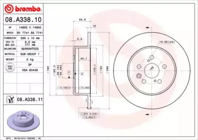 08.A338.10 BREMBO Тормозной диск 08.A338.10 BREMBO Тормозной диск