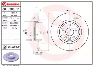 08.C208.11 BREMBO Тормозной диск 08.C208.11 BREMBO Тормозной диск