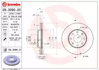 09.3090.21 BREMBO Тормозной диск 09.3090.21 BREMBO Тормозной диск