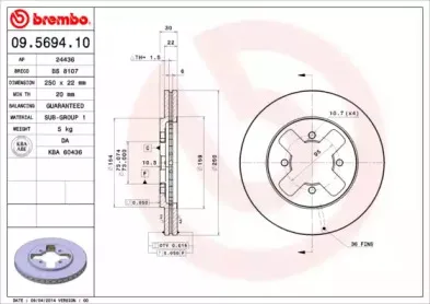 09.5694.10 BREMBO Тормозной диск 09.5694.10 BREMBO Тормозной диск