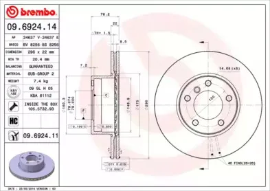 09.6924.14 BREMBO Тормозной диск 09.6924.14 BREMBO Тормозной диск