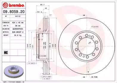 09.8059.20 BREMBO Тормозной диск 09.8059.20 BREMBO Тормозной диск