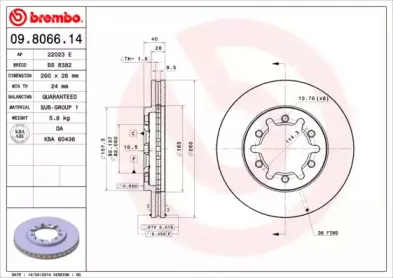 09.8066.14 BREMBO Тормозной диск 09.8066.14 BREMBO Тормозной диск