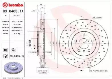 09.8485.1X BREMBO Тормозной диск 09.8485.1X BREMBO Тормозной диск