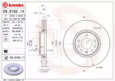 09.9162.11 BREMBO Тормозной диск 09.9162.11 BREMBO Тормозной диск