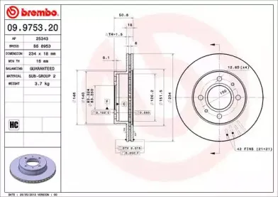 09.9753.21 BREMBO Тормозной диск 09.9753.21 BREMBO Тормозной диск