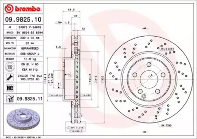 09.9825.11 BREMBO Тормозной диск 09.9825.11 BREMBO Тормозной диск