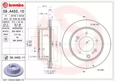 09.A453.11 BREMBO Тормозной диск 09.A453.11 BREMBO Тормозной диск