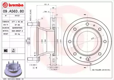 09.A563.80 BREMBO Тормозной диск 09.A563.80 BREMBO Тормозной диск