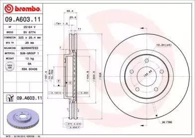09.A603.11 BREMBO Тормозной диск 09.A603.11 BREMBO Тормозной диск