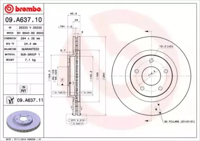 09.A637.10 BREMBO Тормозной диск 09.A637.10 BREMBO Тормозной диск