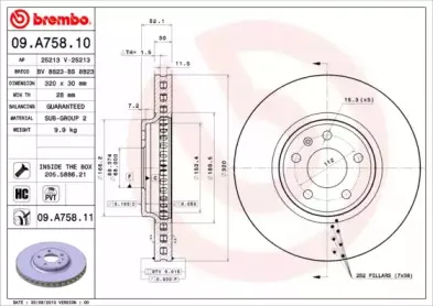 09.A758.11 BREMBO Тормозной диск 09.A758.11 BREMBO Тормозной диск