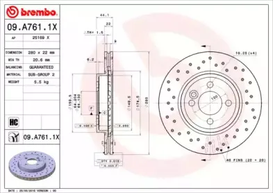 09.A761.1X BREMBO Тормозной диск 09.A761.1X BREMBO Тормозной диск