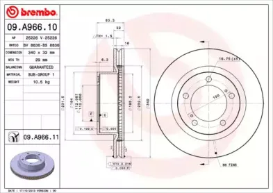 09.A966.11 BREMBO Тормозной диск 09.A966.11 BREMBO Тормозной диск