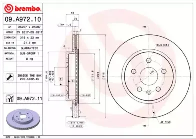 09.A972.11 BREMBO Тормозной диск 09.A972.11 BREMBO Тормозной диск