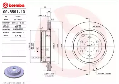 09.B591.10 BREMBO Тормозной диск 09.B591.10 BREMBO Тормозной диск