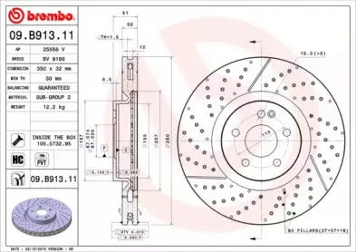 09.B913.11 BREMBO Тормозной диск 09.B913.11 BREMBO Тормозной диск
