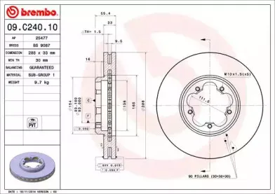 09.C240.10 BREMBO Тормозной диск 09.C240.10 BREMBO Тормозной диск