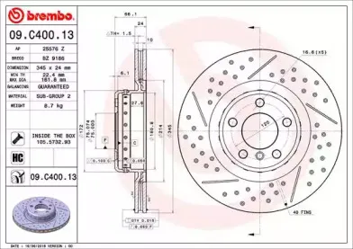 09.C400.13 BREMBO Тормозной диск 09.C400.13 BREMBO Тормозной диск