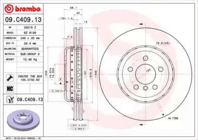 09.C409.13 BREMBO Тормозной диск 09.C409.13 BREMBO Тормозной диск