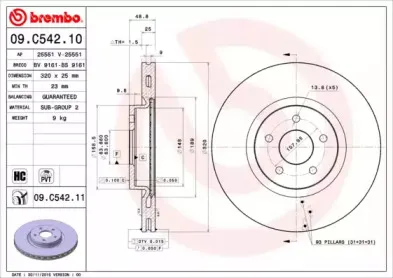 09.C542.11 BREMBO Тормозной диск 09.C542.11 BREMBO Тормозной диск