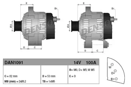 DAN1091 DENSO Генератор DAN1091 DENSO Генератор