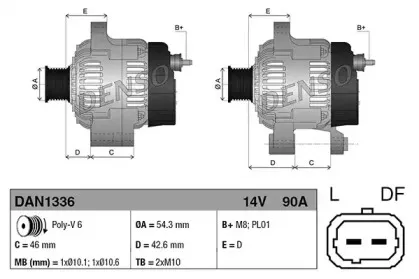 DAN1336 DENSO Генератор DAN1336 DENSO Генератор