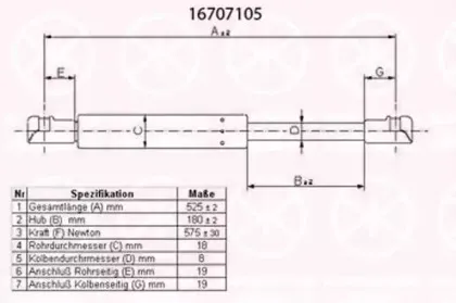16707105 KLOKKERHOLM Газовая пружина, крышка багажник 16707105 KLOKKERHOLM Газовая пружина, крышка багажник