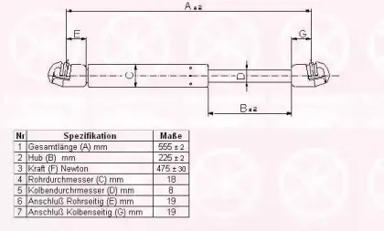 25557120 KLOKKERHOLM Газовая пружина, крышка багажник 25557120 KLOKKERHOLM Газовая пружина, крышка багажник