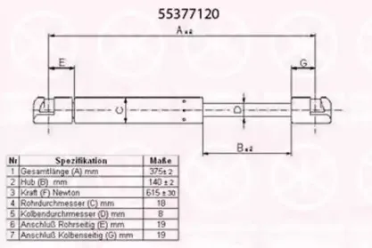 55377120 KLOKKERHOLM Газовая пружина, крышка багажник 55377120 KLOKKERHOLM Газовая пружина, крышка багажник