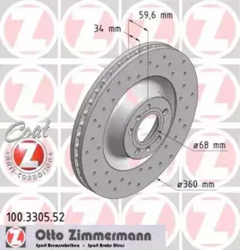 100.3305.52 ZIMMERMANN Тормозной диск 100.3305.52 ZIMMERMANN Тормозной диск