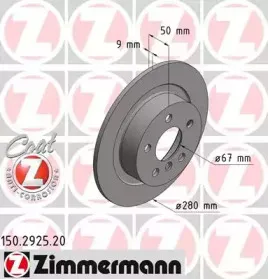 150.2925.20 ZIMMERMANN Тормозной диск 150.2925.20 ZIMMERMANN Тормозной диск