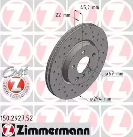 150.2927.52 ZIMMERMANN Тормозной диск 150.2927.52 ZIMMERMANN Тормозной диск