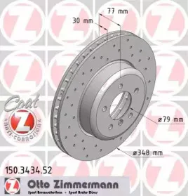 150.3434.52 ZIMMERMANN Тормозной диск 150.3434.52 ZIMMERMANN Тормозной диск