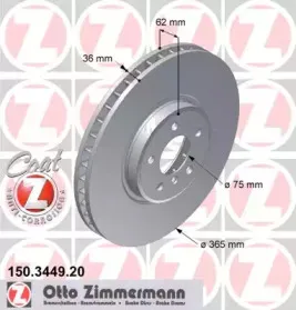 150.3449.20 ZIMMERMANN Тормозной диск 150.3449.20 ZIMMERMANN Тормозной диск
