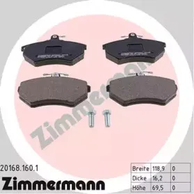 20168.160.1 ZIMMERMANN Комплект тормозных колодок, дисковый тормоз 20168.160.1 ZIMMERMANN Комплект тормозных колодок, дисковый тормоз