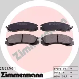 21363.160.1 ZIMMERMANN Комплект тормозных колодок, дисковый тормоз 21363.160.1 ZIMMERMANN Комплект тормозных колодок, дисковый тормоз