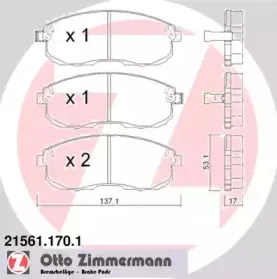 21561.170.1 ZIMMERMANN Комплект тормозных колодок, дисковый тормоз 21561.170.1 ZIMMERMANN Комплект тормозных колодок, дисковый тормоз