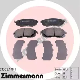 21562.170.1 ZIMMERMANN Комплект тормозных колодок, дисковый тормоз 21562.170.1 ZIMMERMANN Комплект тормозных колодок, дисковый тормоз