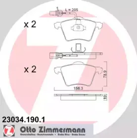 23034.190.1 ZIMMERMANN Комплект тормозных колодок, дисковый тормоз 23034.190.1 ZIMMERMANN Комплект тормозных колодок, дисковый тормоз