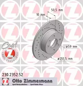 230.2352.52 ZIMMERMANN Тормозной диск 230.2352.52 ZIMMERMANN Тормозной диск