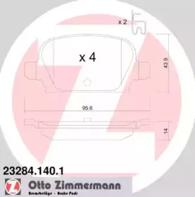 23284.140.1 ZIMMERMANN Комплект тормозных колодок, дисковый тормоз 23284.140.1 ZIMMERMANN Комплект тормозных колодок, дисковый тормоз