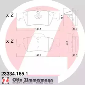 23334.165.1 ZIMMERMANN Комплект тормозных колодок, дисковый тормоз 23334.165.1 ZIMMERMANN Комплект тормозных колодок, дисковый тормоз