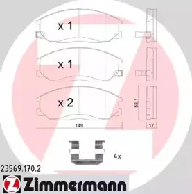23569.170.2 ZIMMERMANN Комплект тормозных колодок, дисковый тормоз 23569.170.2 ZIMMERMANN Комплект тормозных колодок, дисковый тормоз